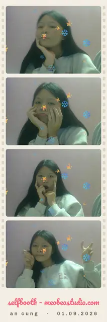 Photo strip shot in Cutebooth, Mèo Béo Studio's online photo booth
