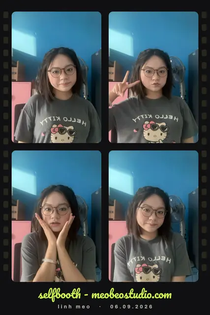 Photo strip shot in Cutebooth, Mèo Béo Studio's online photo booth