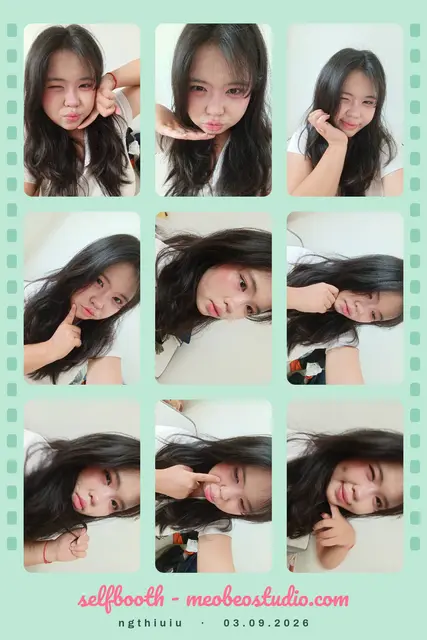 Photo strip shot in Cutebooth, Mèo Béo Studio's online photo booth